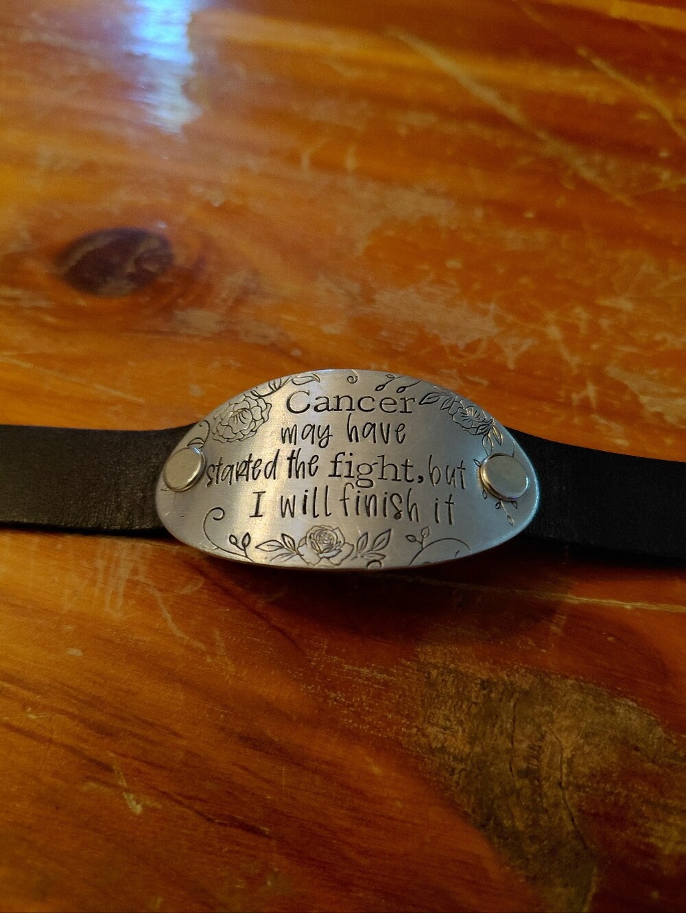NEW SUNDANCE Black Leather Bracelet  "CANCER SURVIVOR"